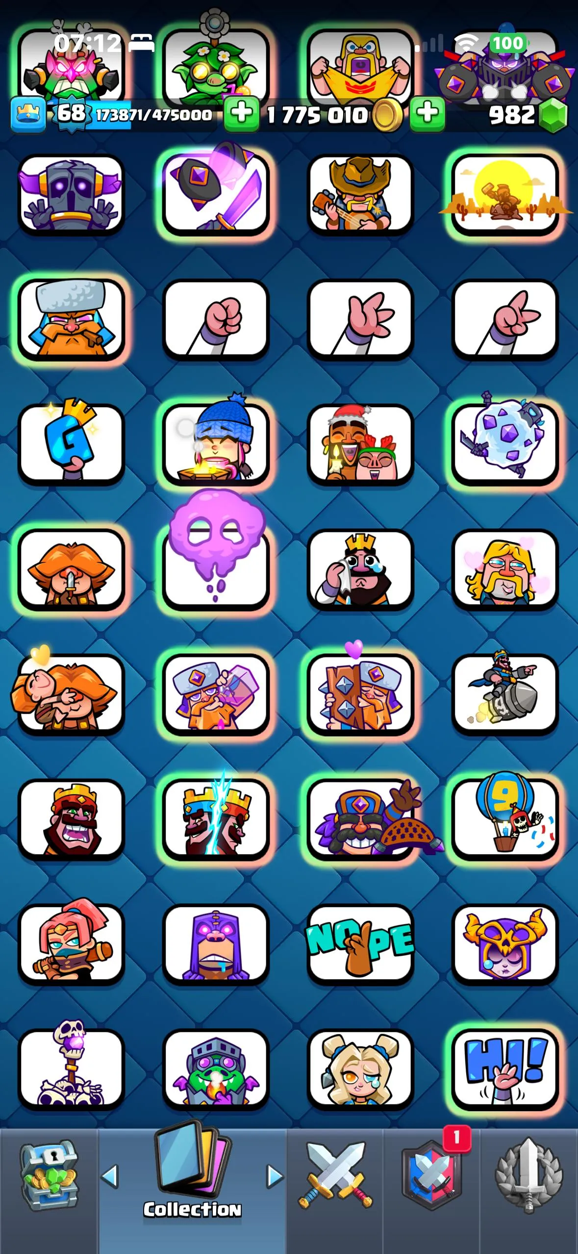 CR430 //75 Elite Cards, 38 Evolutions, 250 Emotes, Meta Skeleton Army, Legendary Card Book, Pass Royale, 2 Million Gold