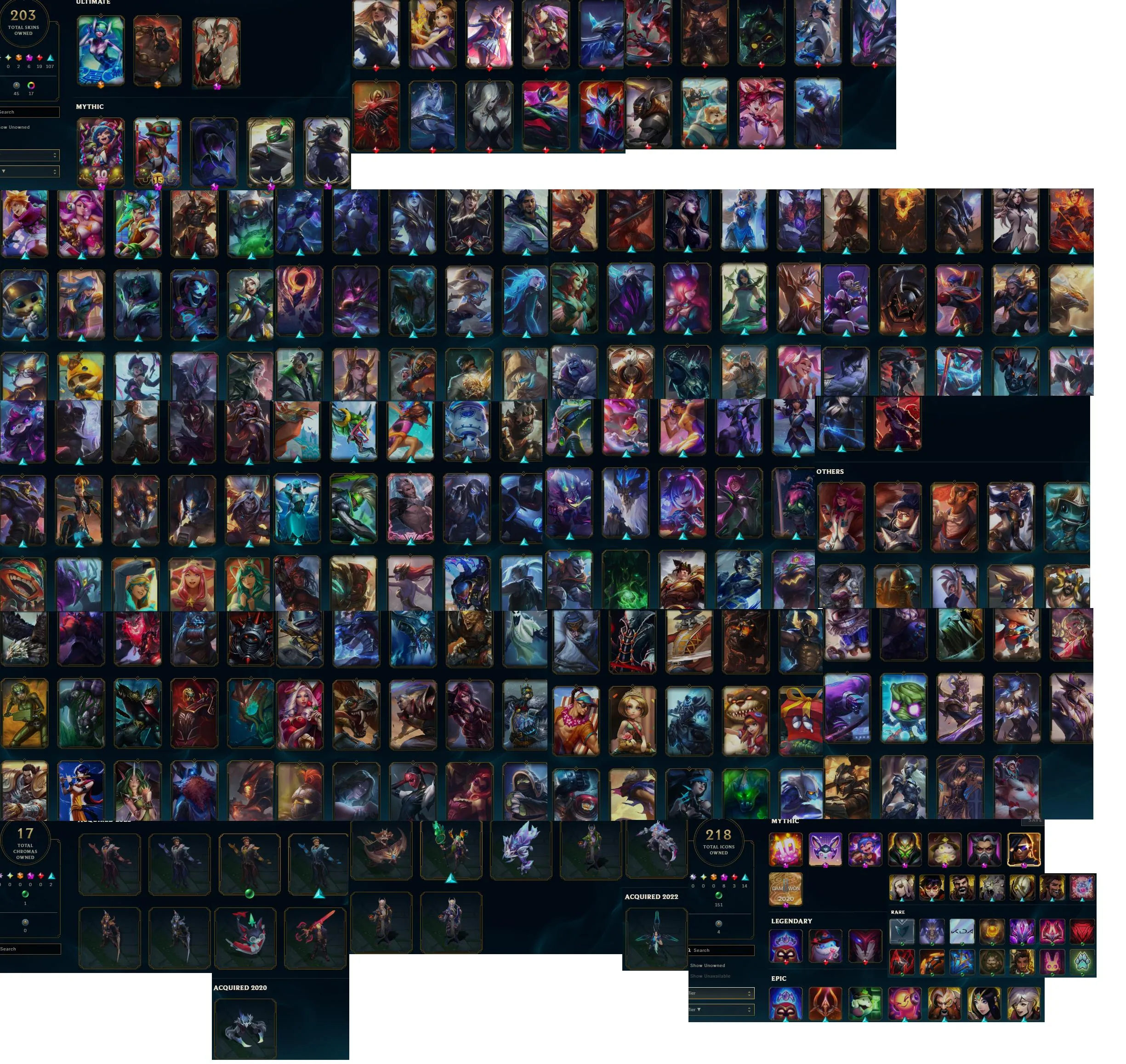 HUGE SALE!🔥LVL220 Emerald 4 80%WR💎203Skins 6Mythics⭐Name Changeable✅Lifetime Ownership Guarantee ⸱ Never Taken Back