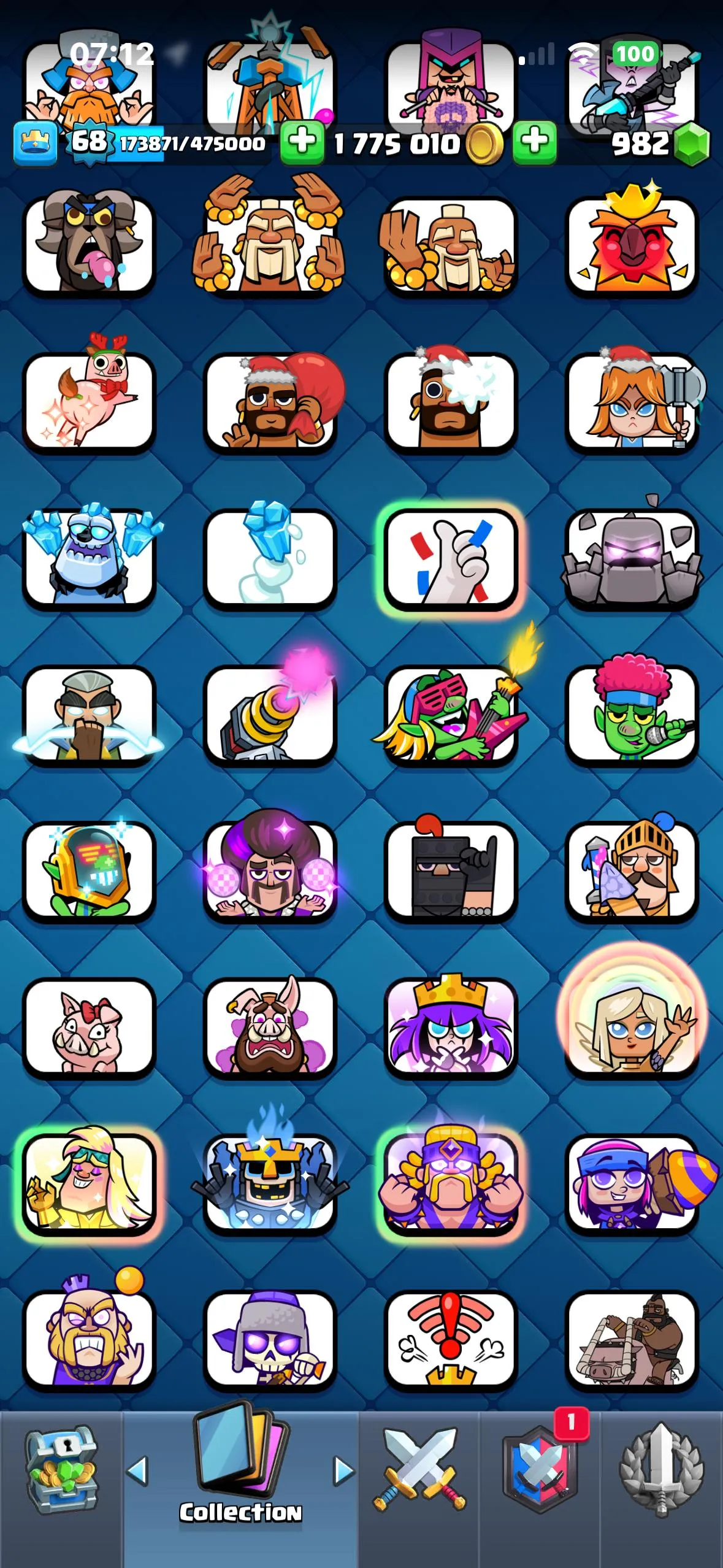 CR430 //75 Elite Cards, 38 Evolutions, 250 Emotes, Meta Skeleton Army, Legendary Card Book, Pass Royale, 2 Million Gold