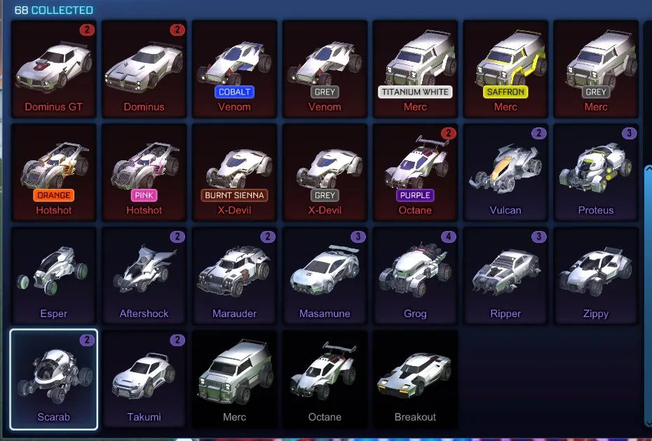 STOCK445 //Fennec, 68 Cars, 34 Black Market, Painted Venom, Titanium White & Saffron Merc, Lobo, Looper, Pulsus, Stella, Truncheon