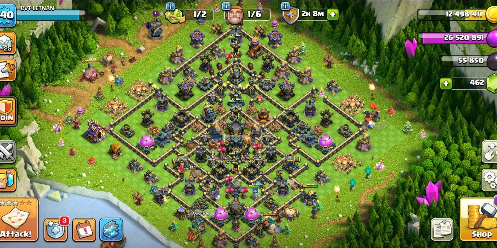 COC517 MAX DEFF WALL & TROOPS TH17 Semi Max EXP 240 CVT LIEUTENANT Heroes 92 100 71 69 46 Gems 462 CN 1000 (G)