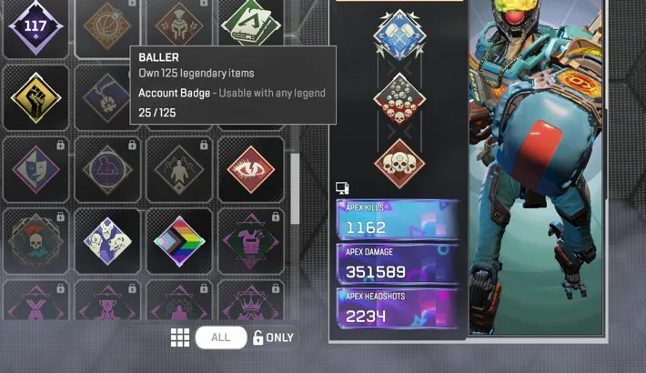 AP650 High Level 117 Gold Account Pathfinder Heirloom Boxing Gloves 4K 20 Bomb 25 Legendary Items