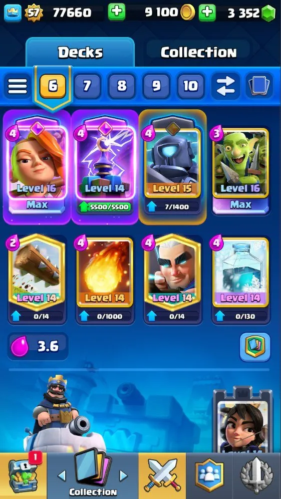 CR547 Maxed Valkyrie Deck 9k Trophies, Level 57, 2 Level 16 Cards, 21 Level 14 Cards, 11 Evolutions, 88 Emotes, 3352 Gems, 9100 Gold, Arena 23