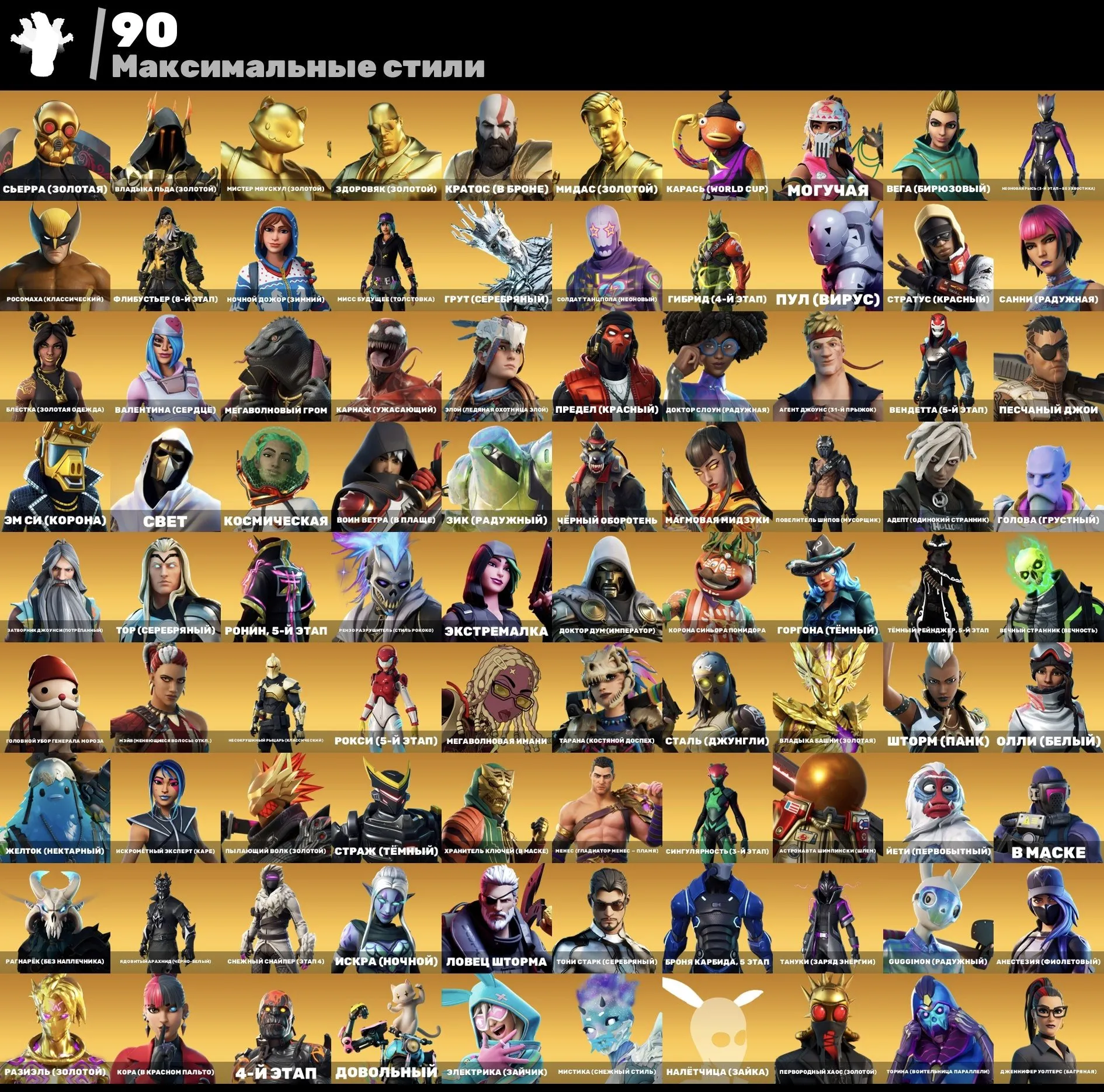 F1381 488 Skins | Wildcat | Eon | Rogue Spider | 125k PR Peak | 44k$ Earnings | Massive Backblings Pickaxes Gliders Emotes Wraps Collection 