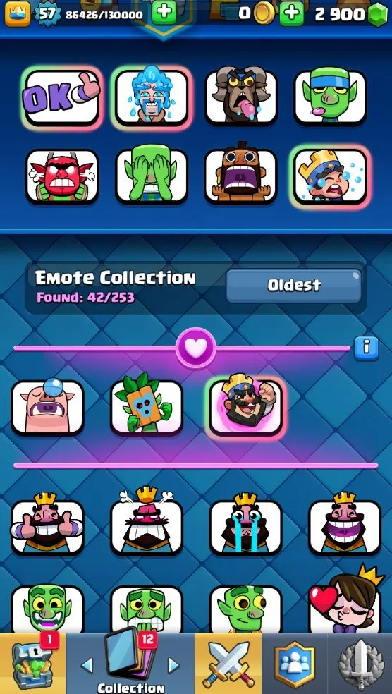 CR538 Max Arena 24 10k Trophies lvl 57 Full 121 Cards 20 Legendary 6 Evolutions 42 Emotes Hog Rider Graveyard Deck 2900 Gems