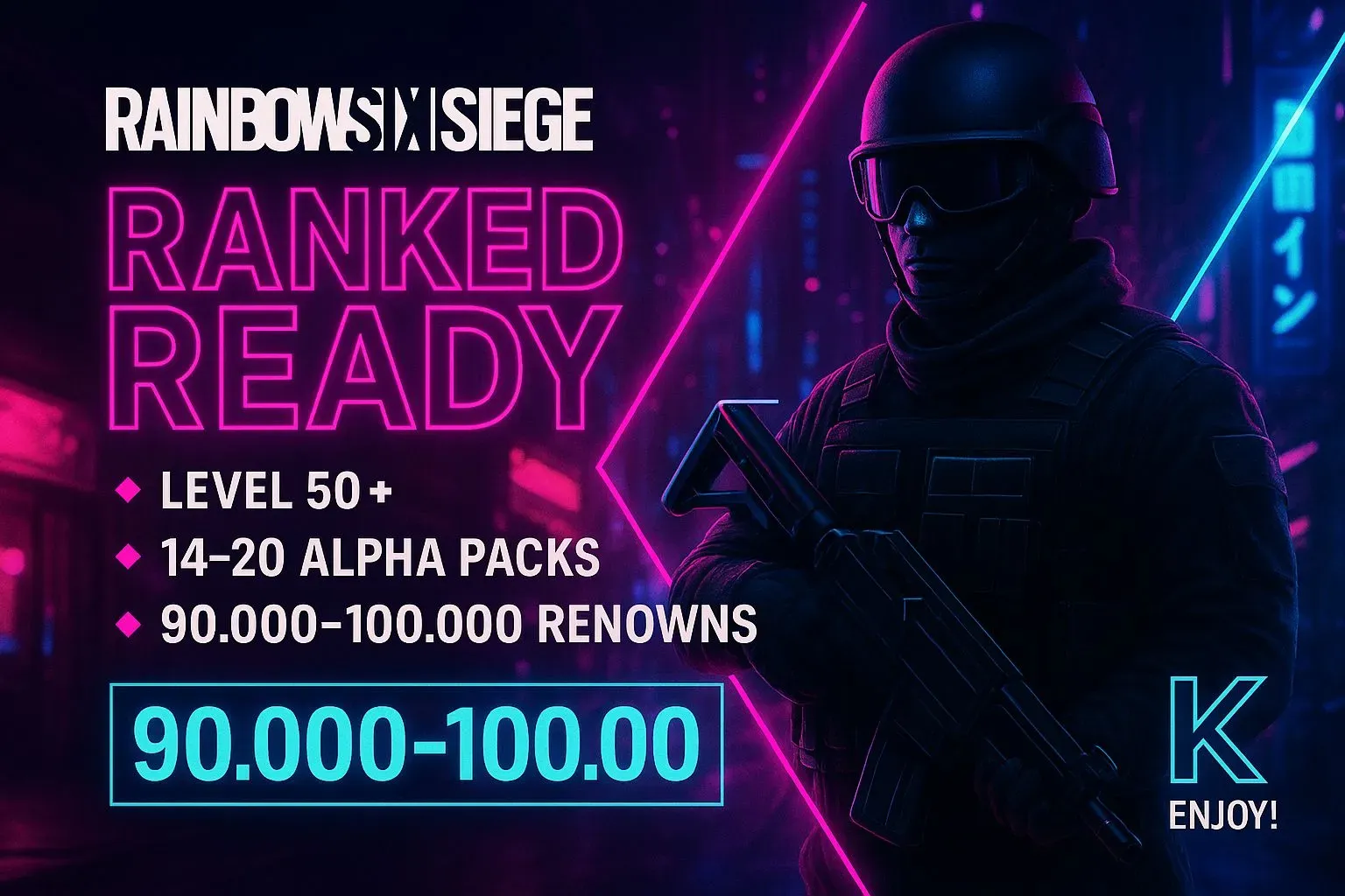 💠 RFR 🎮 Lvl 50 🎁 13 Alpha Packs 💷 112,901 Renowns 🧩 Platform Supported #H7Y3X