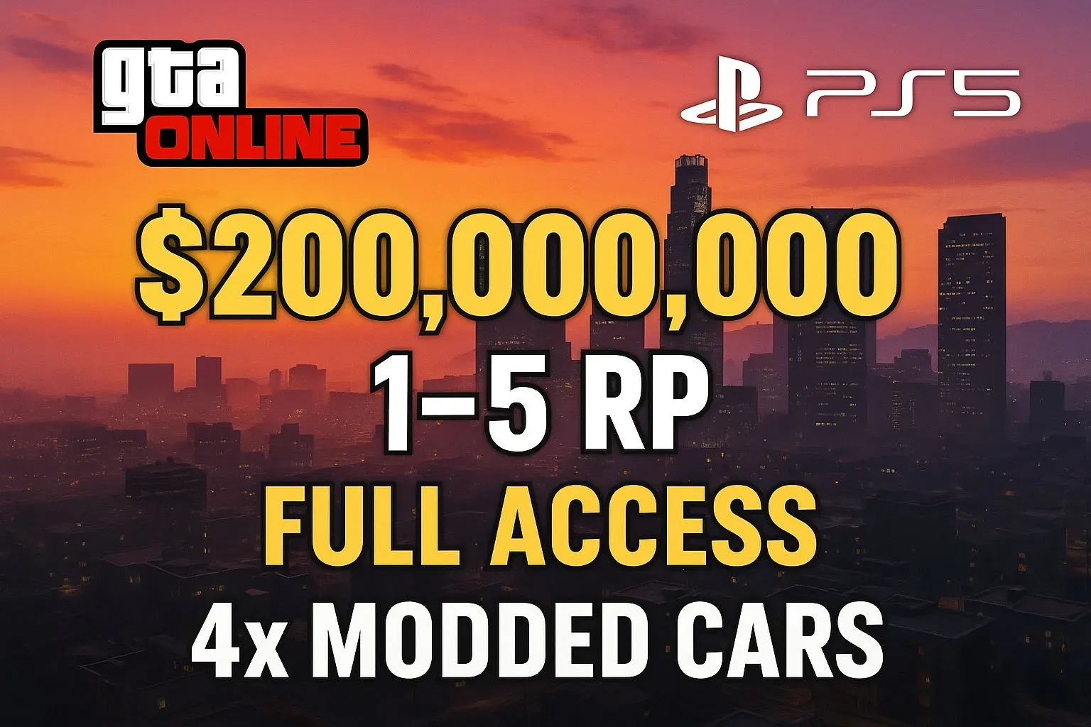 🪐 PlayStation 5 🎯 4x Modded Cars 🔮 RP LvL 1–5 🧃 200.49 Million Total 🧱 Reputable Holder #N8T6J