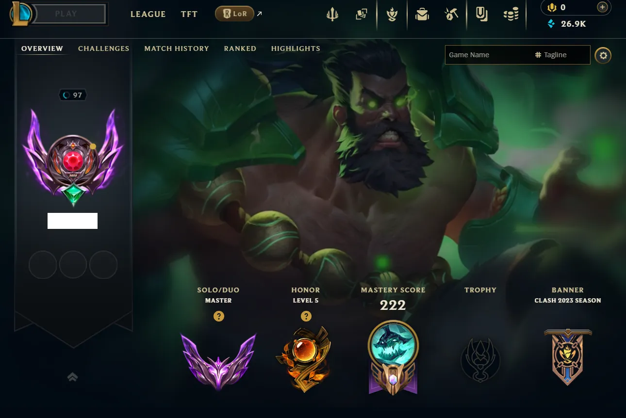 🔫【EUNE】⸱ 💬 46 Skin⸱ 🛡️ 108 Champ⸱ 🐉 Master 97 LP ⸱ 💠 Honor 3⸱ 🔫 2026 Ready⸱ ⚠️ Level 97⸱ 📬 Email Access⸱ 📬 26931 BE⸱ ⚡ 0 RP #BXYUVGEU