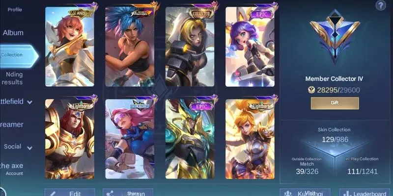 ML553 Hero 86 | 129 Skins | 1 Collector | 1 Limited | 17 Epic | Member Collector IV