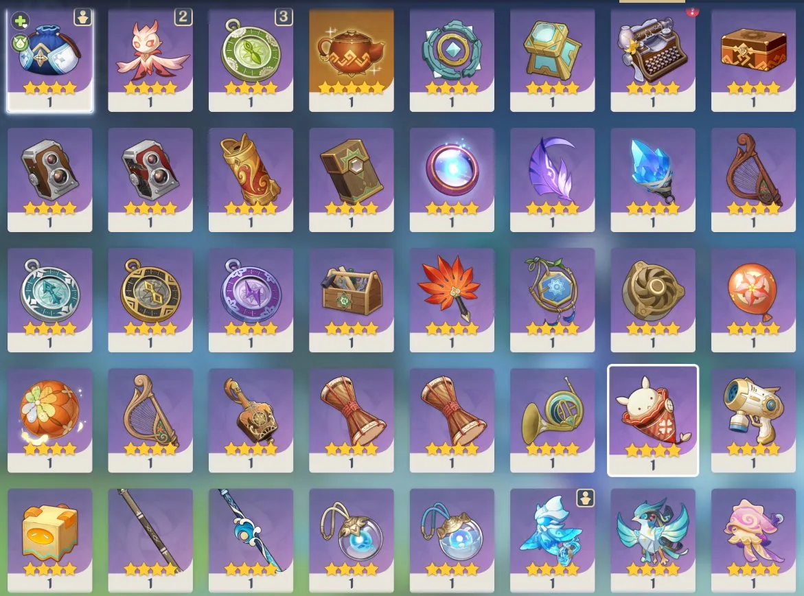 GI1018 High-end AR58 EU with Furina C1, Raiden C2, Nahida, Neuvillette, Kazuha, Hu Tao, Ganyu, Zhongli and 29 five-star characters with 7 five-star weapons