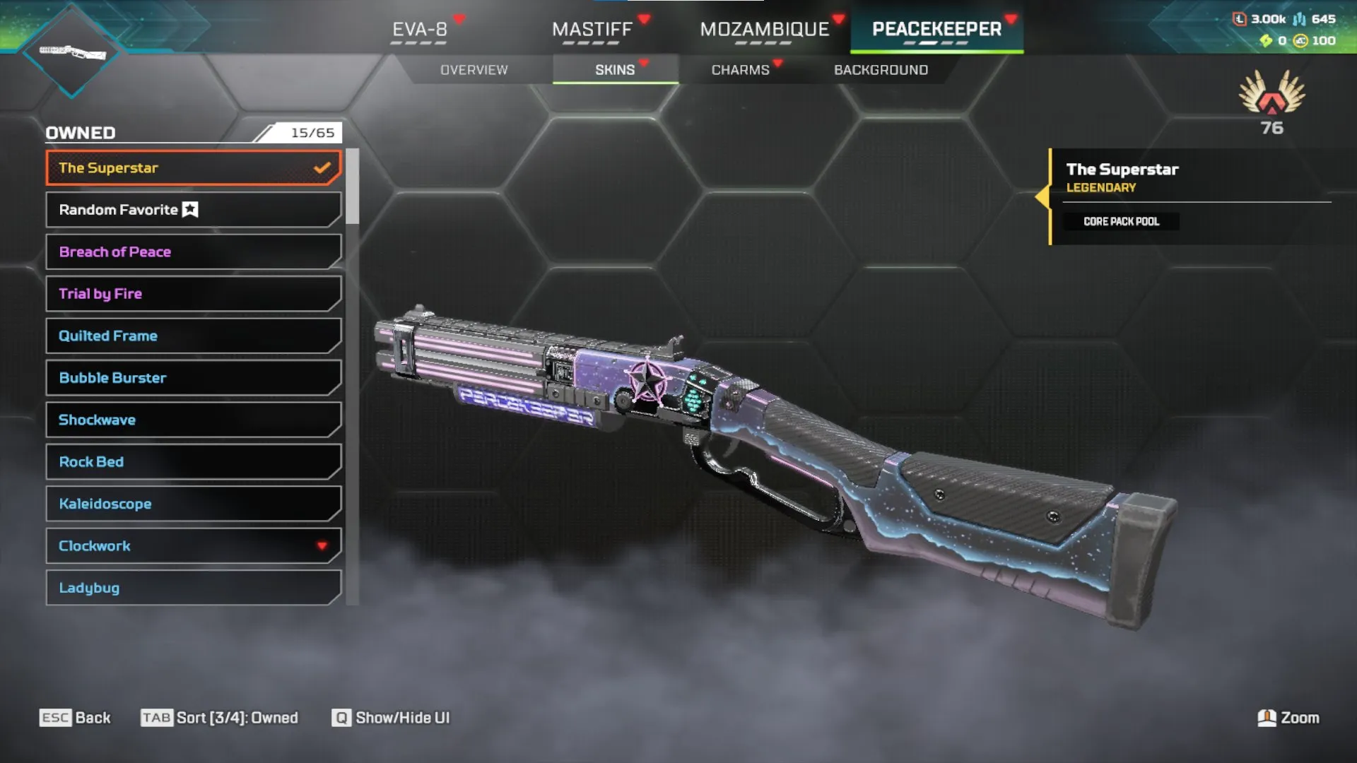 AP644 227 Level, 51 Legendary Items, Skins Like Rule of Law, The Superstar, Speedy Discharge, Pressure Point, Birthright, Hyper Blitz, Golden Guardian, Blood Ritual