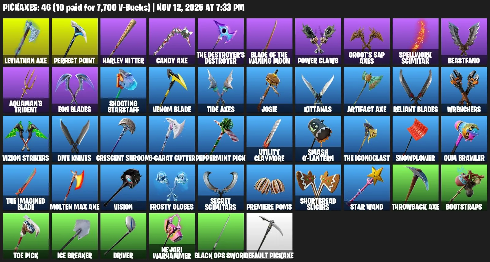 F1028 23 Skins - Leviathan Axe, Cloud Striker, Eternal Knight, Mandalorian, Derby Dynamo, Siona, Kit, Reese, Scuba Jonesy, Mancake, Jules 