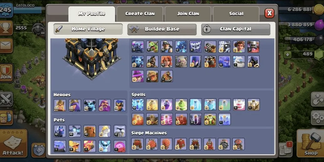 COC519 TH17 All Maxed Heroes Strong Troops Pets Spells Siege Machines Powerful Equipment Layout (G)