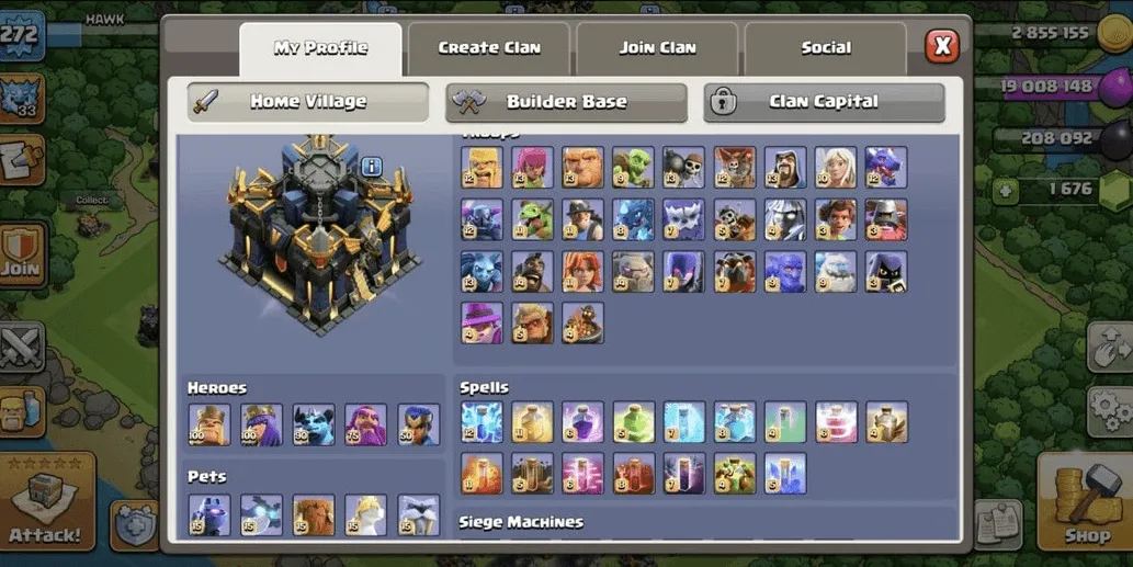 COC548 TH17 ALLMAXED HEROES 100 100 90 50 STRONG TROOPS SPELLS PETS UNIQUE WALL ART 272 LEVEL (G)