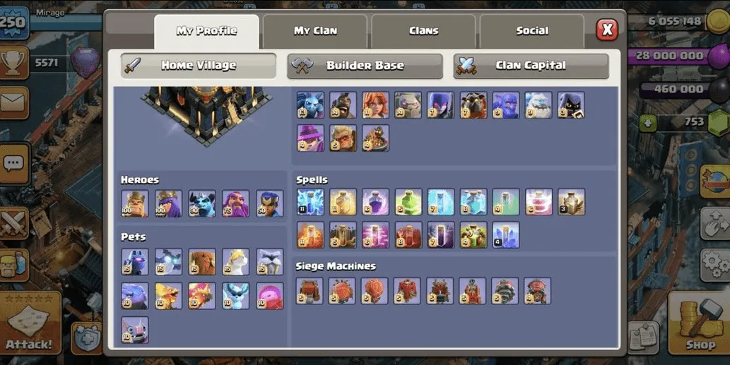 COC555 SULTAN ACCOUNT TH17 ALL MAXED HERO ALL MAXED DEFENSE ALL MAXED EQUIPMENT LIT 5571 TROPHIES (G)