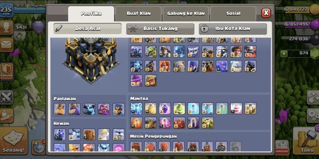 COC537 TH17 SULTAN HERO MAX 3 STRONG TROOPS PETS HIGH EQUIPMENT 5431 TROPHIES (G)
