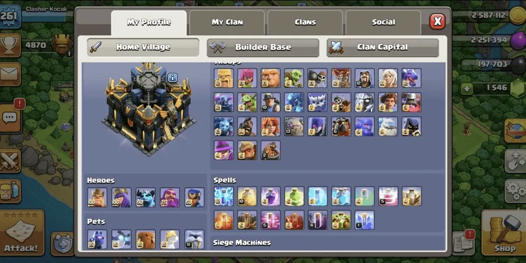 COC543 TH17 ALLMAXED DEFENSE AND HERO MAXED EQUIPMENT GACOR 4870 TROPHIES (G)