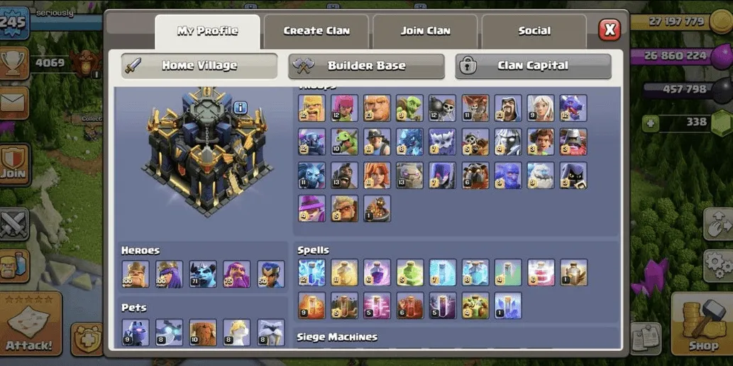 COC541 TH17 4HERO MAXED TROOPS ALLMAXED VERY STRONG DEFENSE 4069 TROPHIES (G)