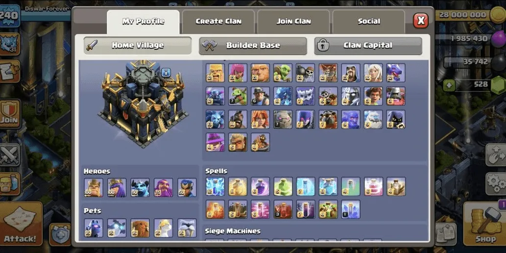 COC556 TH17 CHEAP ALLMAXED HERO ALLMAXED EQUIPMENT ACTIVE STRONG TROOPS PETS 5571 TROPHIES (G)