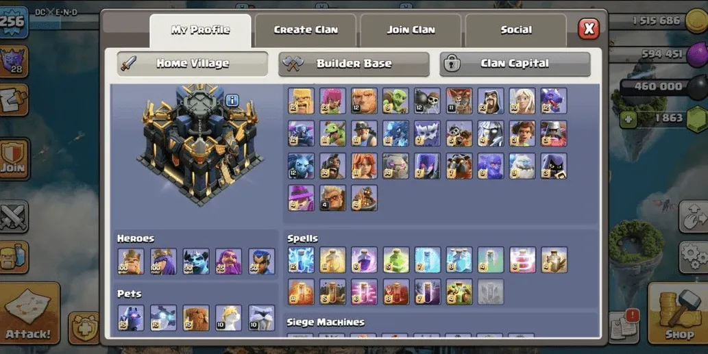COC547 TH17 LEGENDARY DRAGON SCENERY ALLMAXED HERO EQUIPMENT MAXED STRONG TROOPS PETS 256 LEVEL (G)