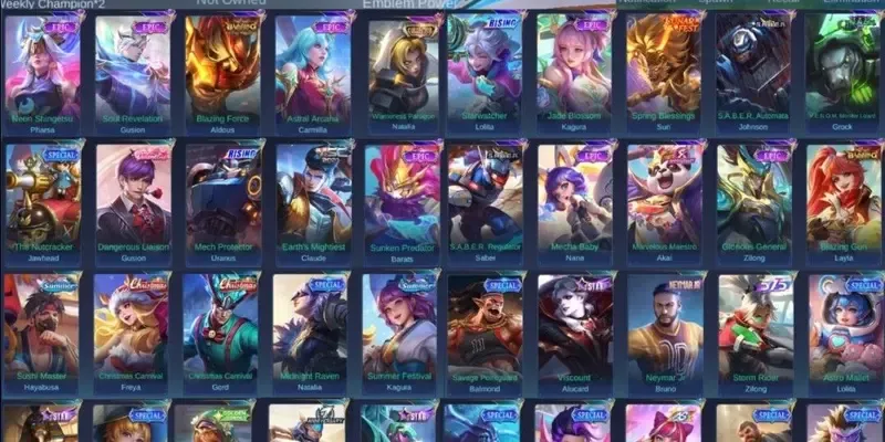 ML545 Hero88 Skin139 Expert Collector IV Jawhead Saber Gusion Aldous Claude Barats Hayabusa Freya Kagura Akai Bruno Grock