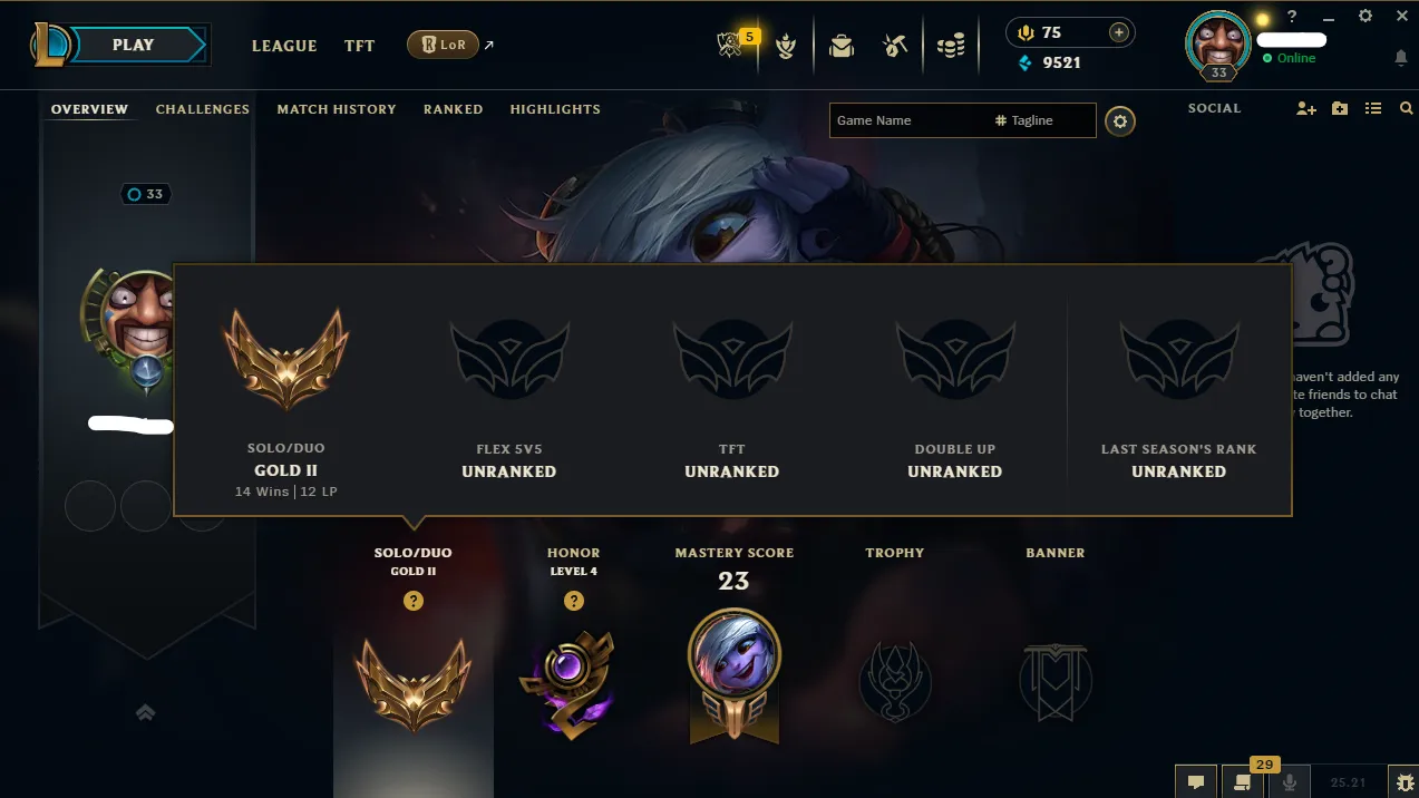EUW ∙ Gold II 🚀 Level 33 🚀 4 Skins 🚀 47 Champions 🚀 54% WR ✔ Changeable ID 🚚 Instant Delivery