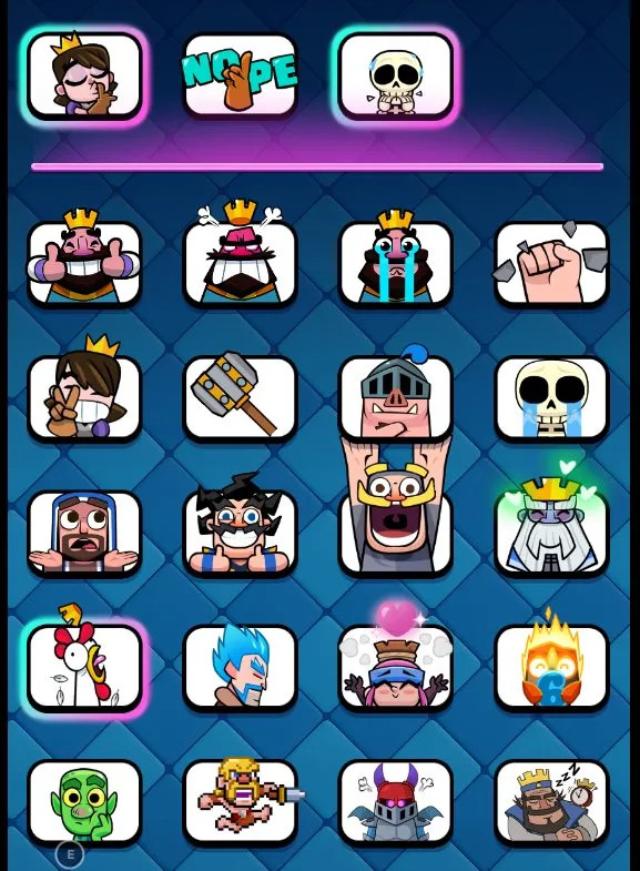 CR703 Level 55 arena 24 9685 trophies king 15 8 cards 15 level 20 cards 14 level 63 emotes 11 evolutions full