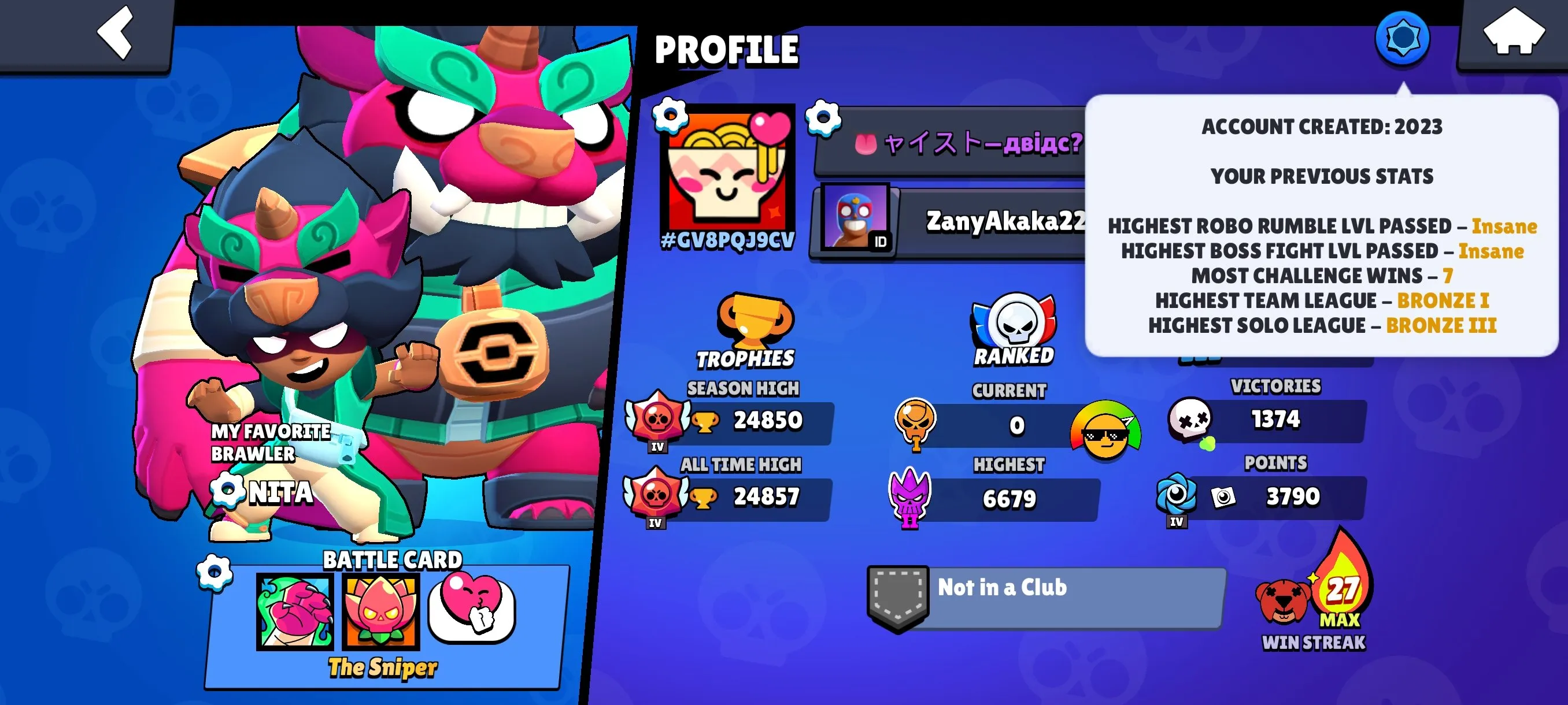 BS1889 24850 Trophies 63 Brawlers 137 Skins 7-11 Strength Hypercharged Shelly Mortis Fang 44 Rare 44 Super Rare 41 Epic 4 