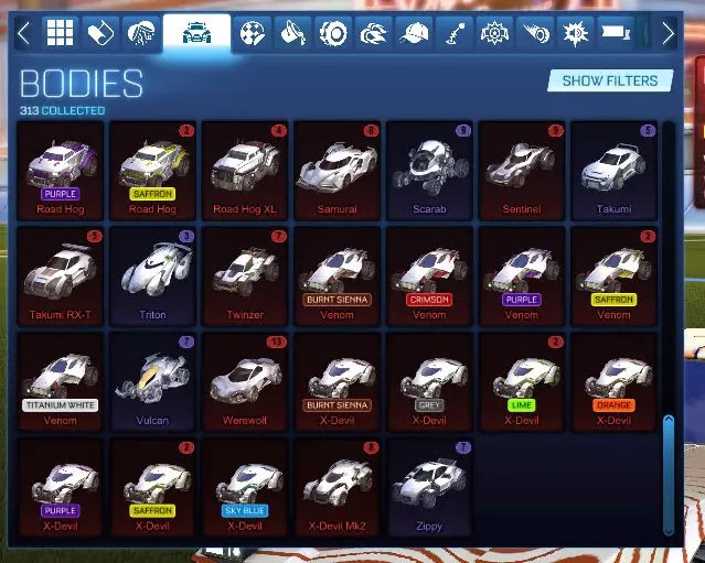 STOCK410 //Fennec, Over 80 Cars, 500+ Exotic Drops, Painted Hotshot, Dominus, Endo, 20+ Painted Octanes, Draco, Dynamo, Mainframe, Dissolver, Popcorn, Parallax, Juiced, Zomba, Stella, Santa Fe