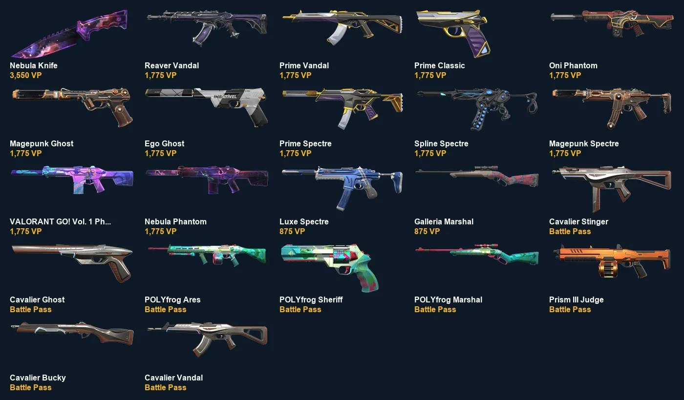 V124 //Nebula Knife, Reaver Vandal, Prime Vandal, Oni Phantom, Ego Ghost & More Featured Skins
