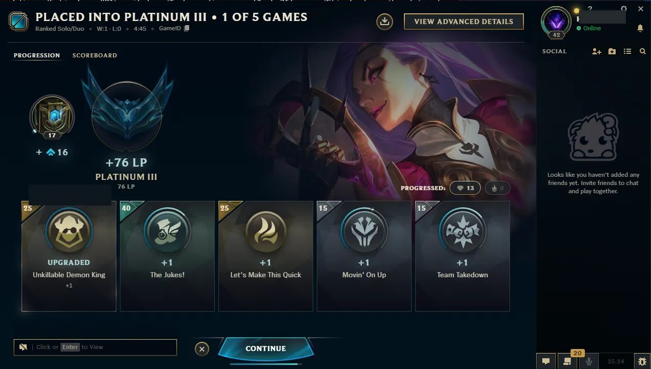 🌍 EUW 🔒 Handlevel ⚡️ Platinum III (76 LP) 🥇 Mid Main ✨️ WR:100% 🔥 High MMR  📧 Full Access Account ✅ #TH-P6C