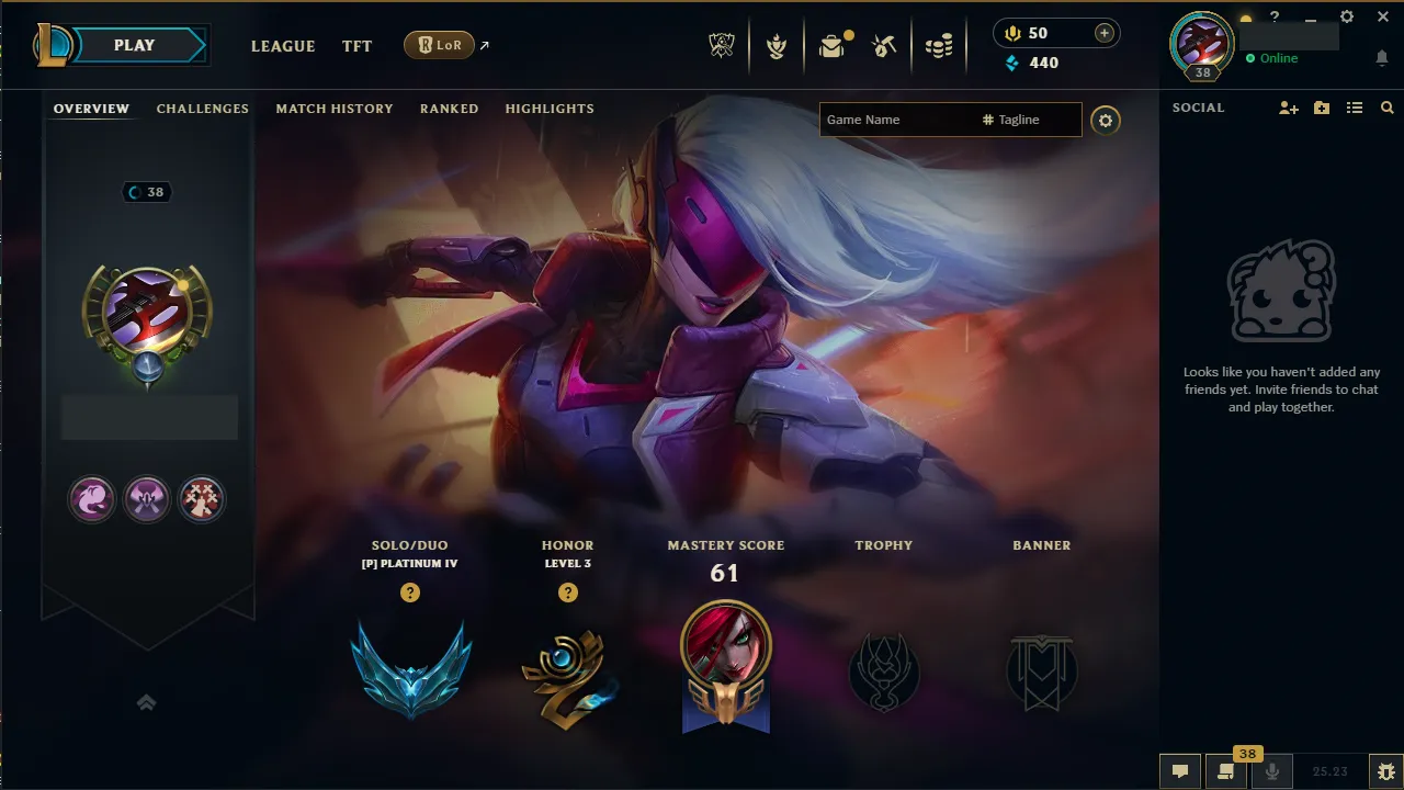🌍 EUW 🔒 Handlevel ⚡️ Platinum IV (76 LP) 🥇 Mid Main ✨️ WR:100% 🔥 High MMR  📧 Full Access Account ✅ #TH-XXCV23