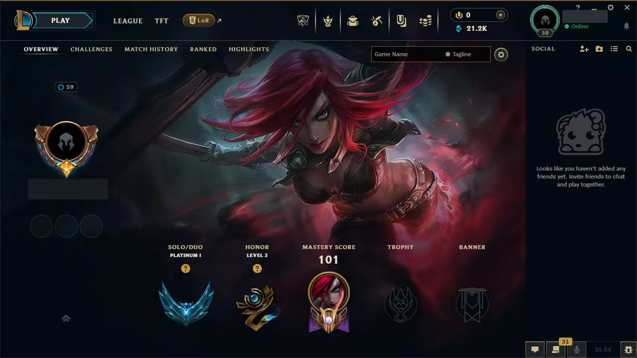 🌍 EUW 🔒 Handlevel ⚡️ Platinum I (75 LP) 🥇 Mid Main ✨️ Battle Queen Katarina 🔥 8 Skins 📧 Full Access Account ✅ #TH-P3Z