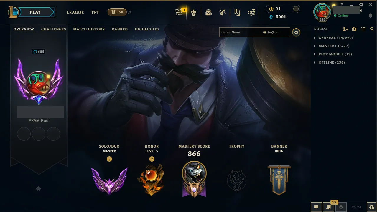 🌍 EUNE 🔒 Handlevel ⚡️ Master (281 LP) 🥇 Jungle/Support ✨️ Grandmaster 500LP Peak 🔥 175 Skins ✅ #TH-0701