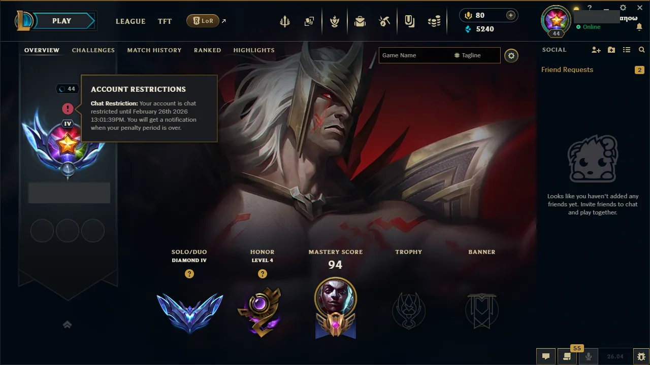 🌍 EUW 👑 Season 16 (Current) 🔥 Diamond IV (21 LP) 💎️ +24LP Gains ✨️ 7 Skins + Loot 🔐 Lifetime Ownership 🏷️ #TH-FLK-F6