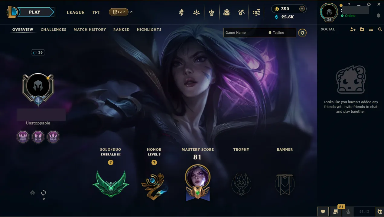 ✨ EUW ⭐ Handlevel  ✨ WR: 65%  +30LP Gains ⚡ Emerald III (34 LP)  🎨 Skins: 2 ♾️ Lifetime Ownership 📧 Full Email Access 👑 High Quality Riot Account #THEHUB