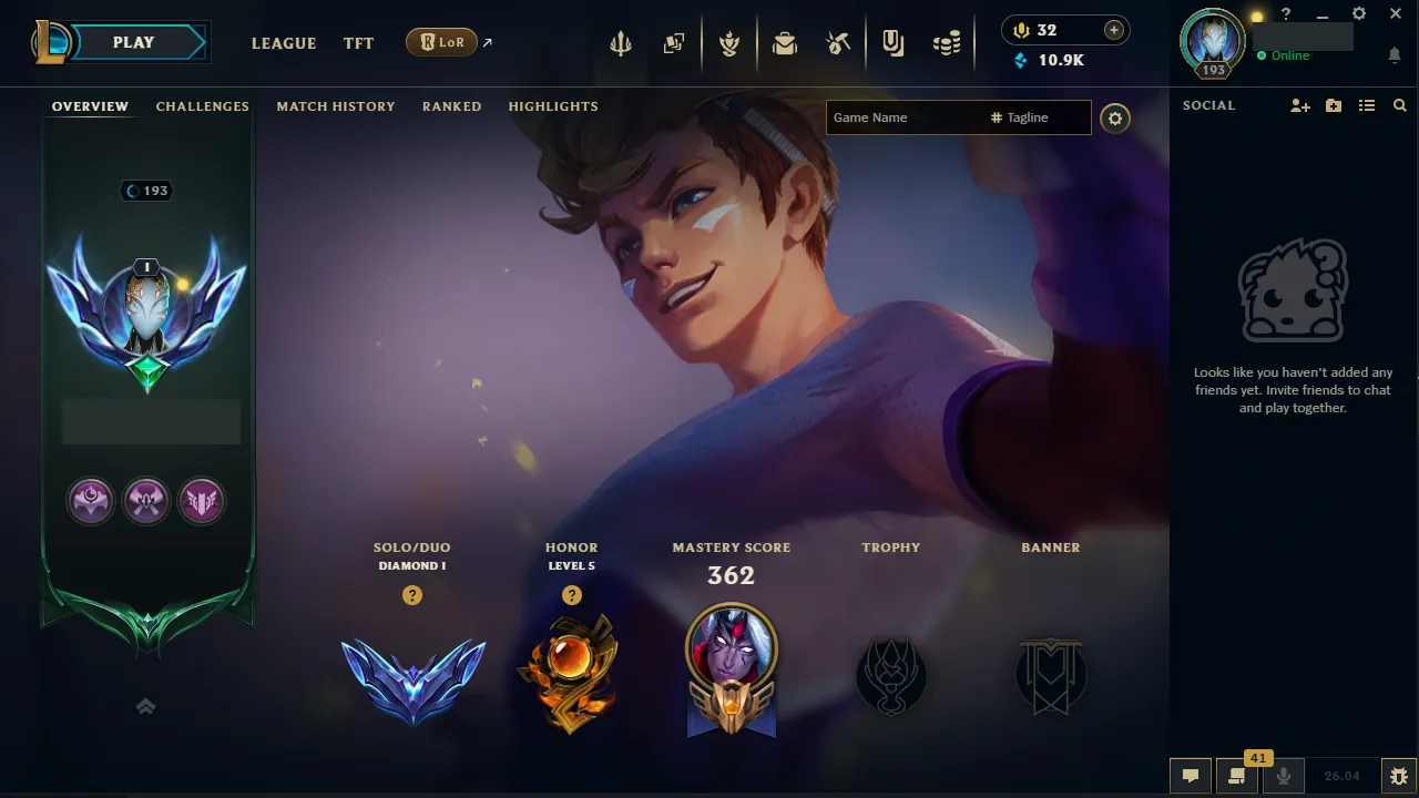 🌍 EUW 👑 Season 16 (Current) 🔥 Diamond I (52 LP) 📌️ Multi Role 💎️ WR:61% ✨️ 94 Skins + All Champs 🔐 Lifetime Ownership 🏷️ #TH-0884