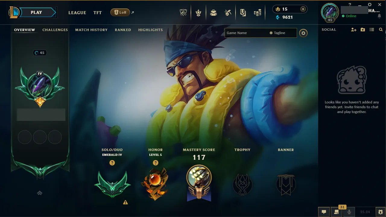 🌍 EUW 🔒 Handlevel ⚡️ Emerald IV (18 LP) 🥇 Midlane/ADC ✨️ Risen Legend Vayne 🔥 Highnoon Yone & More ✅ #TH-