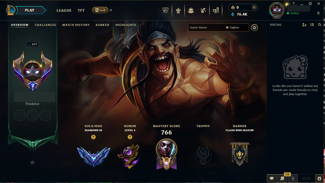 🌍 EUNE 🔒 Handlevel ⚡️ Diamond III (69 LP) ✨️ WR:67% 🔥 159 Skins + 152 Champions 📧 Full Access Account ✅ #TH-599