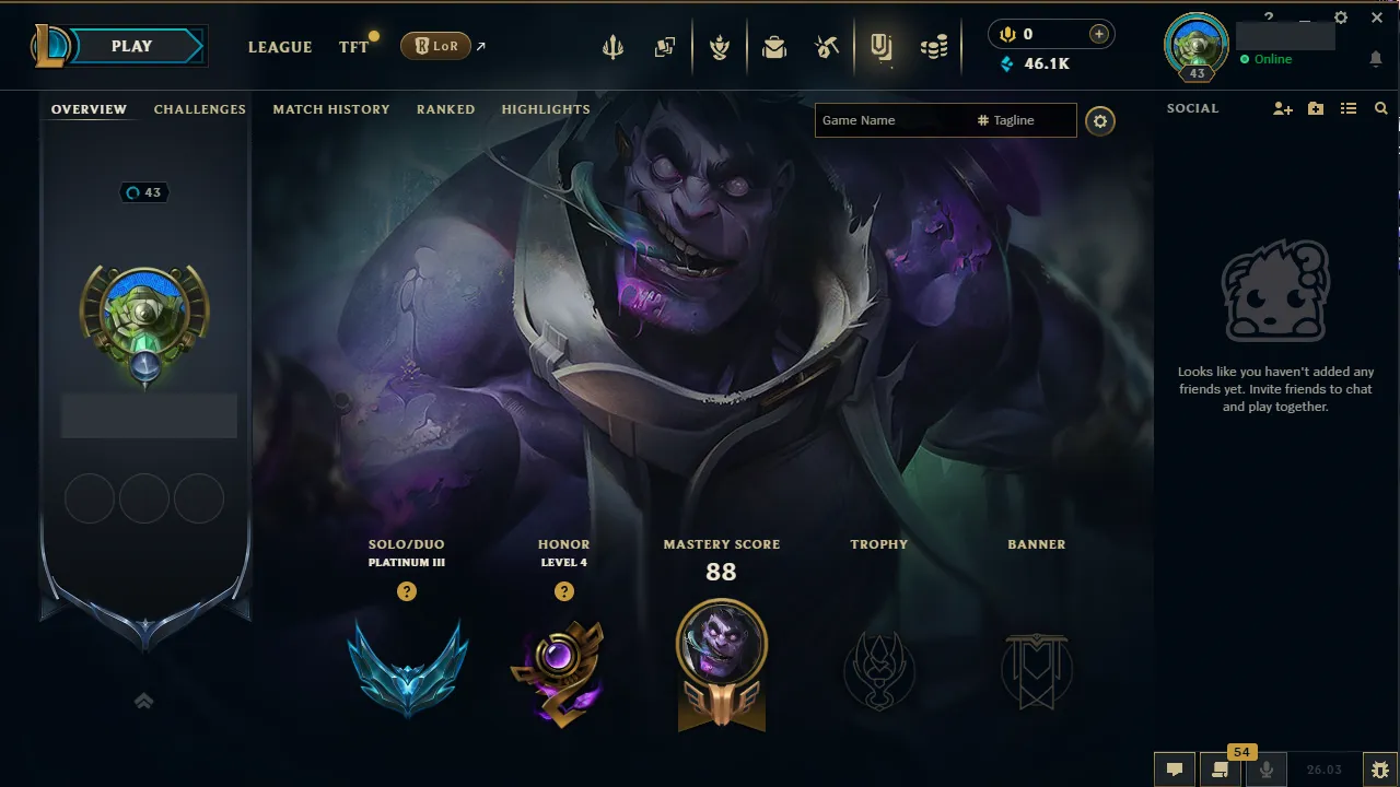 🌍 EUW 👑 Season 16 (Current) 🔥 Platinum III (87 LP) 📌️ Top Main 💎️ +30LP Gains ✨️ 6 Skins 🔐 Lifetime Ownership 🏷️ #TH-S28