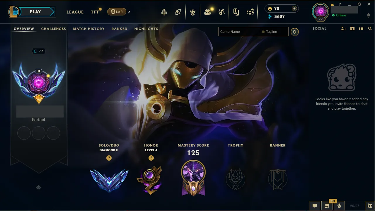 🌍 EUW 👑 Season 16 (Current) 🔥 Diamond II (36 LP) 📌️ Mid/Jungle 💎️ 20 Skins ✨️  🔐 Lifetime Ownership 🏷️ #TH-3XH
