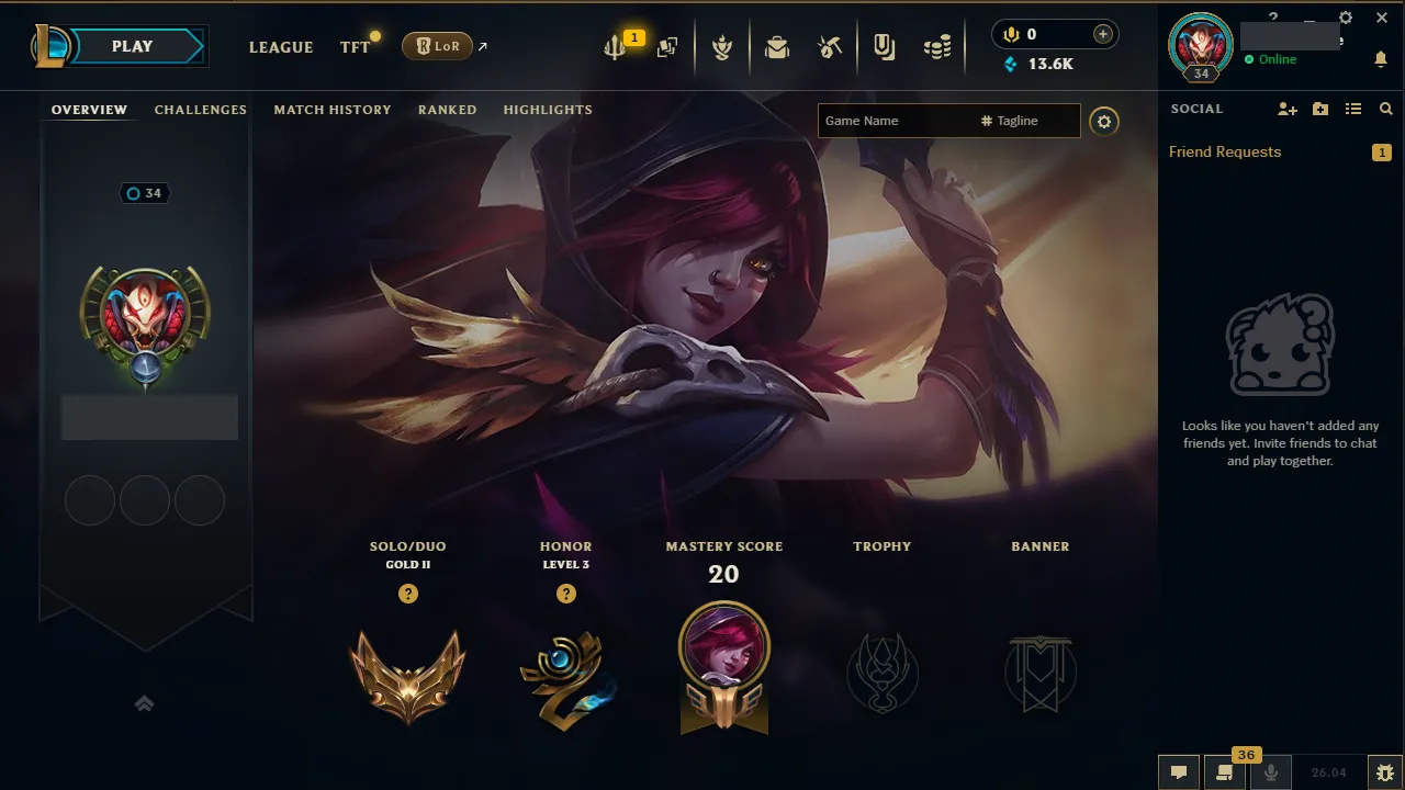 🌍 EUW 👑 Season 16 (Current) 🔥 Gold II (27 LP) 📌️ ADC/Jungle 💎️ WR:76% ✨️ Emerald+ MMR +30LP Gains 🔐 Lifetime Ownership 🏷️ #TH-5Z1