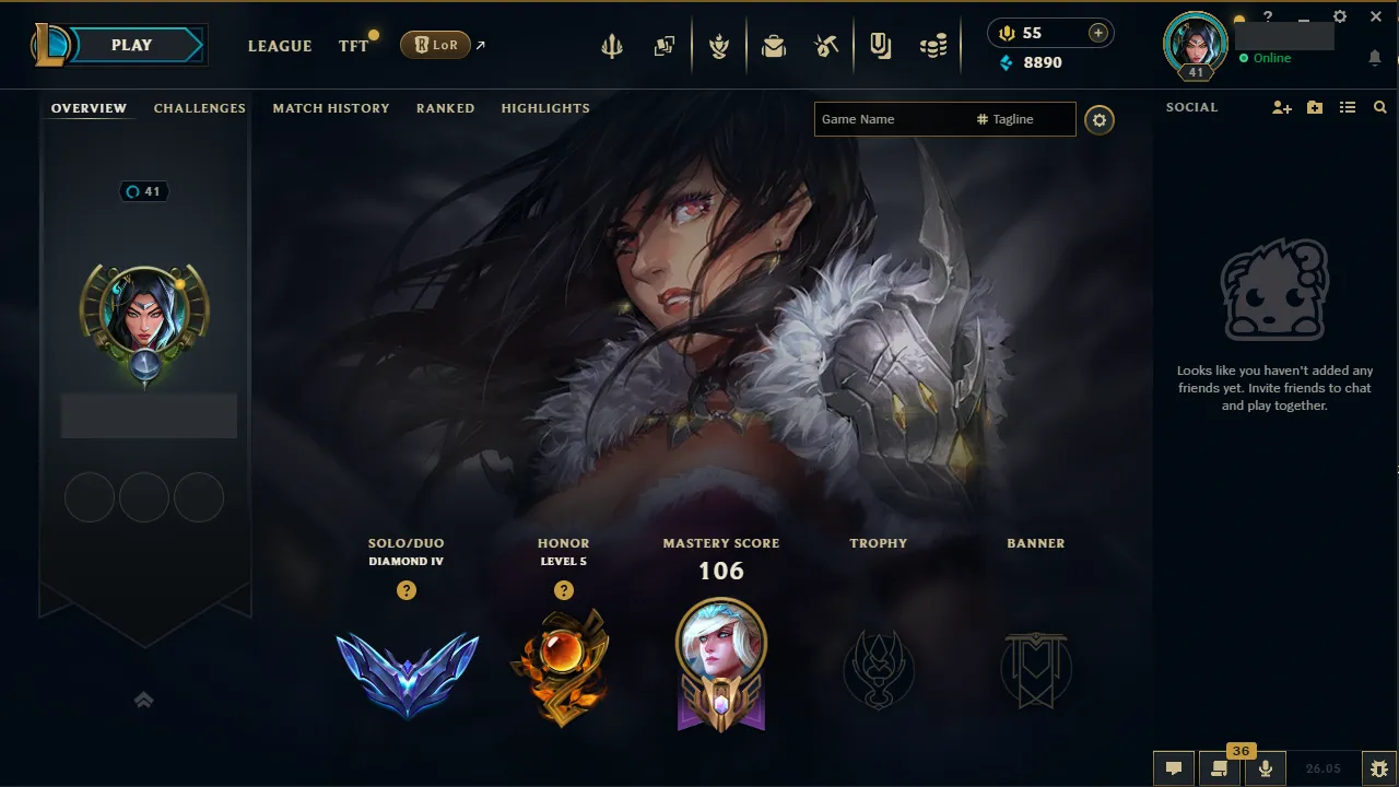🌍 EUNE 👑 Season 16 (Current) 🔥 Diamond IV (5 LP) 📌️ Supp Main 💎️ Master+ MMR ✨️ +30LP Gains 🔐 Lifetime Ownership 🏷️ #TH-0895