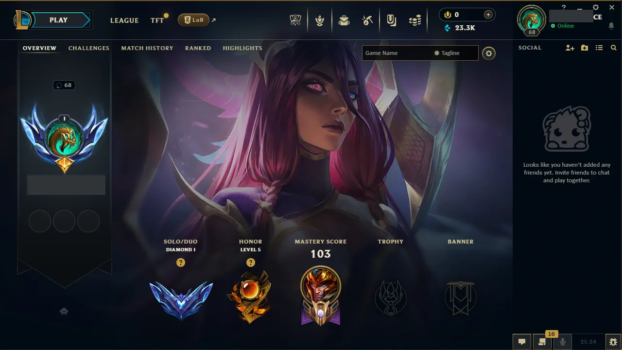 🌍 EUNE 🔒 Handlevel ⚡️ Diamond I (8 LP) 🥇 Jungle/Support ✨️ 52% WR 🔥 200LP Master Peak ✅ #TH-K1S