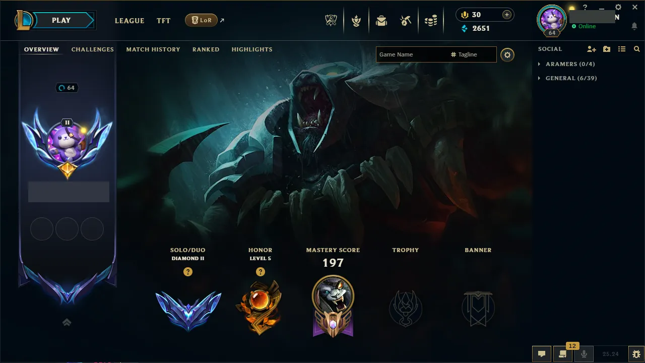🌍 EUW 🔒 Handlevel ⚡️ Diamond II (88 LP) 🥇 Jungle Main ✨️ 200LP Peak 🔥 26 Skins 📧 Full Access Account ✅ #TH-701