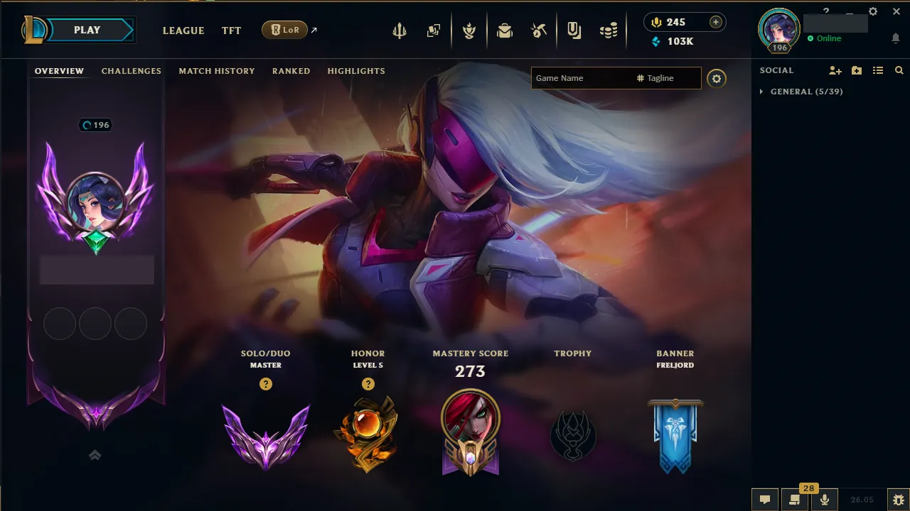 🌍 EUW 👑 Season 16 (Current) 🔥 Master (841 LP) 📌️ Mid Main 💎️ WR:55% ✨️ 51 Skins 🔐 Lifetime Ownership 🏷️ #TH-0900