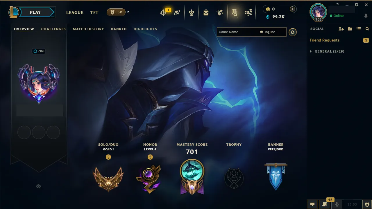 🌍 EUW 👑 Season 16 (Current) 🔥 Gold I (49 LP) 💎️ 349 Skins ✨️ All Champions 🔐 Lifetime Ownership 🏷️ #TH-0839