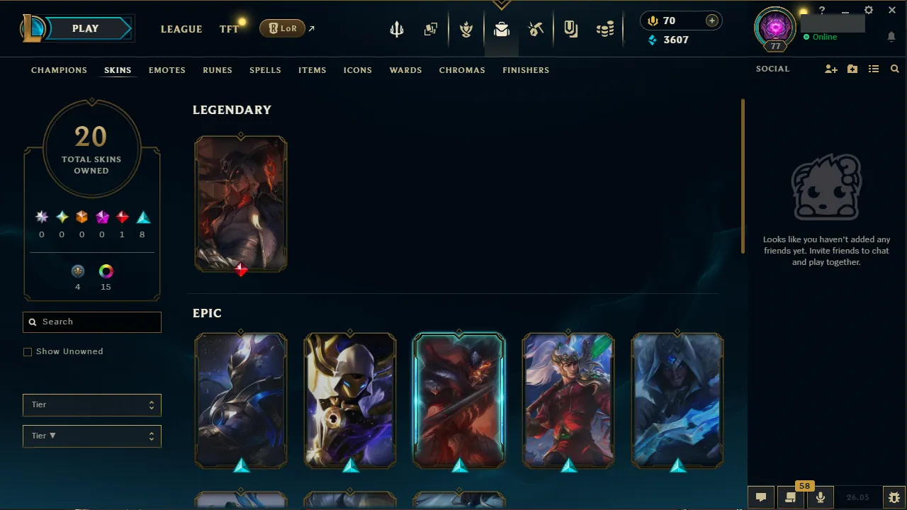 🌍 EUW 👑 Season 16 (Current) 🔥 Diamond II (36 LP) 📌️ Mid/Jungle 💎️ 20 Skins ✨️  🔐 Lifetime Ownership 🏷️ #TH-3XH