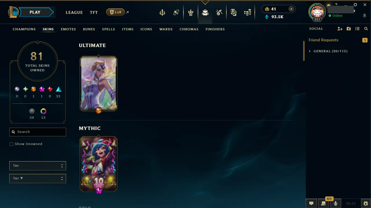 🌍 EUW 👑 Season 16 (Current) 🔥 Diamond I (75 LP) 📌️ ADC Main 💎️ Challenger 1000LP+ Peak ✨️ +30LP Gains 🔐 Lifetime Ownership 🏷️ #TH-0889