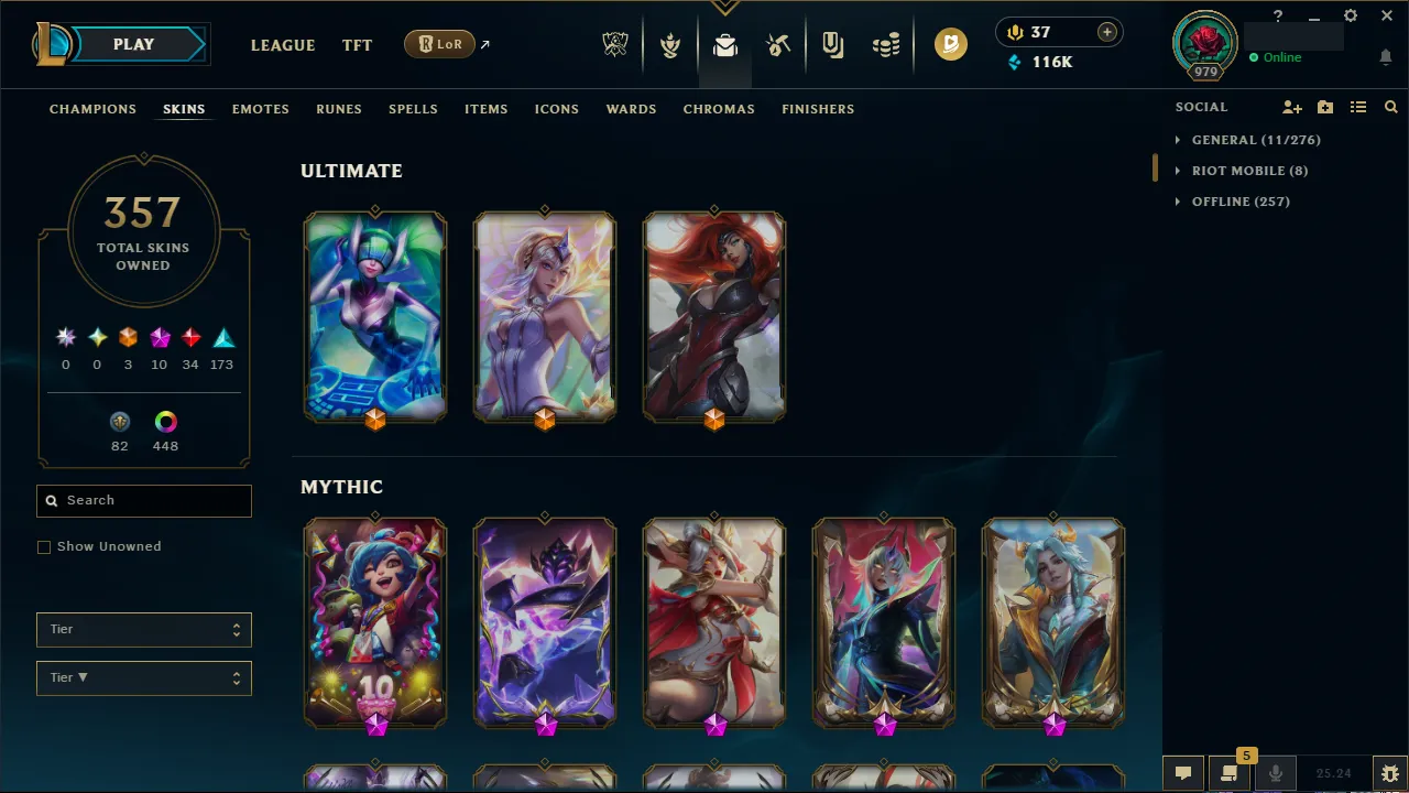 🌍 EUW 🔒 Handlevel ⚡️ Emerald I (75 LP) 🥇 ADC Main ✨️ 352 Skins + 458 Chromas 🔥 All Champs 📧 Full Access Account ✅ #TH-704